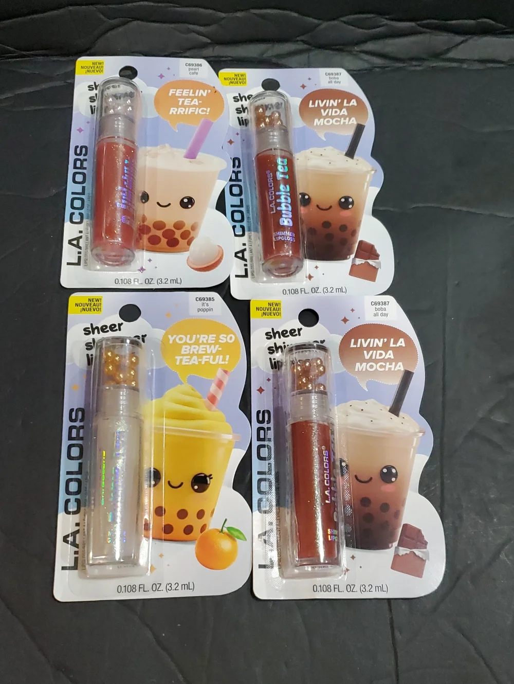 2pack bobba tea inspired sheer shimmer lipgloss set brand new